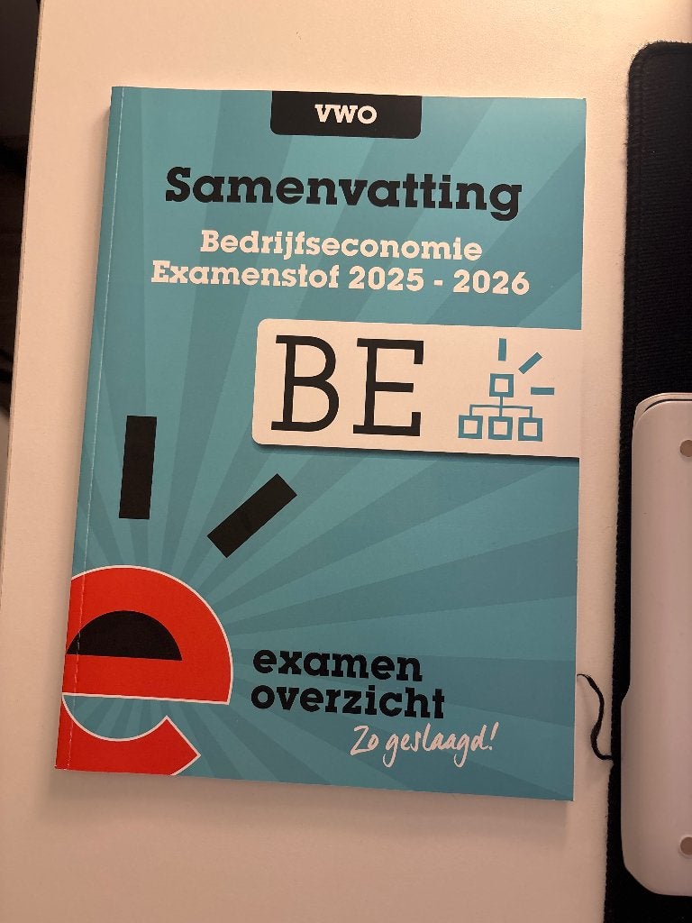 Samenvatting bedrijfseconomie, Ophalen of Verzenden, Zo goed als nieuw, Economie en Marketing, ExamenOverzicht