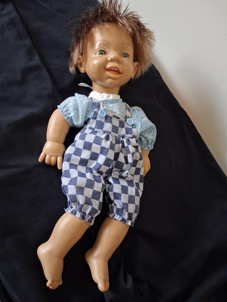 Vintage Expressiepop Jaren '90 - Grappig Gezichtje, Verzamelen, Poppen, Ophalen of Verzenden, Gebruikt, Pop