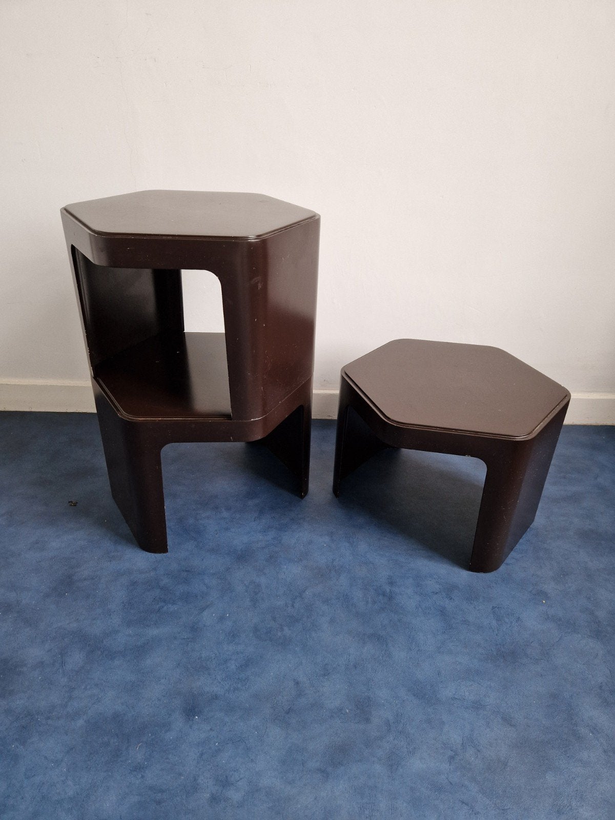 Set/3 modulaire hexagon bijzettafel kast Peter Ghyczy 1970s, Ophalen
