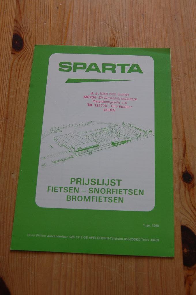 Sparta brom-snor-fietsen prijslijst 1980, Ophalen of Verzenden, Gebruikt