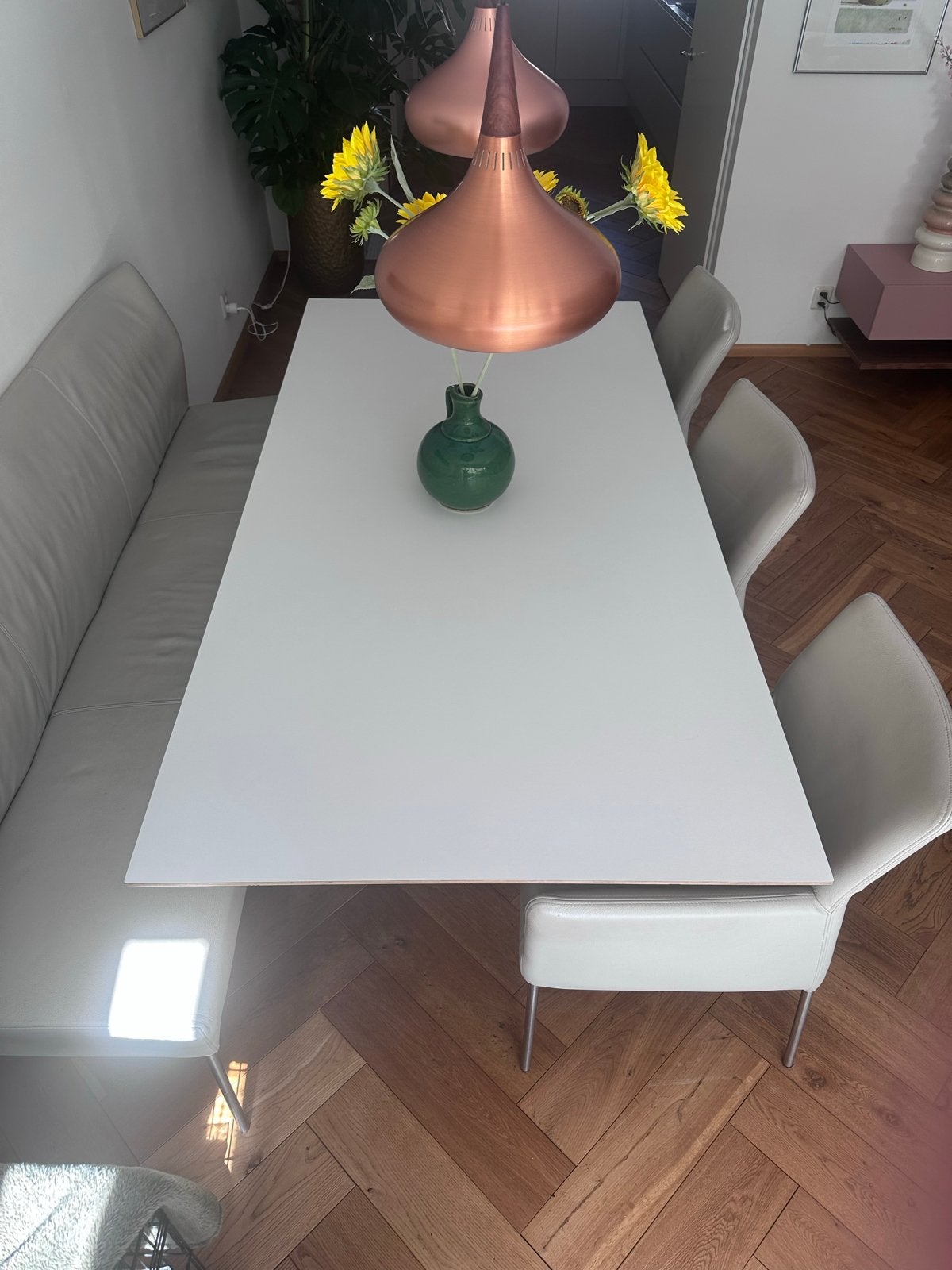 Elegante eettafel met bank en stoelen - Modern design, Ophalen, 50 tot 100 cm, Vijf personen of meer, 150 tot 200 cm