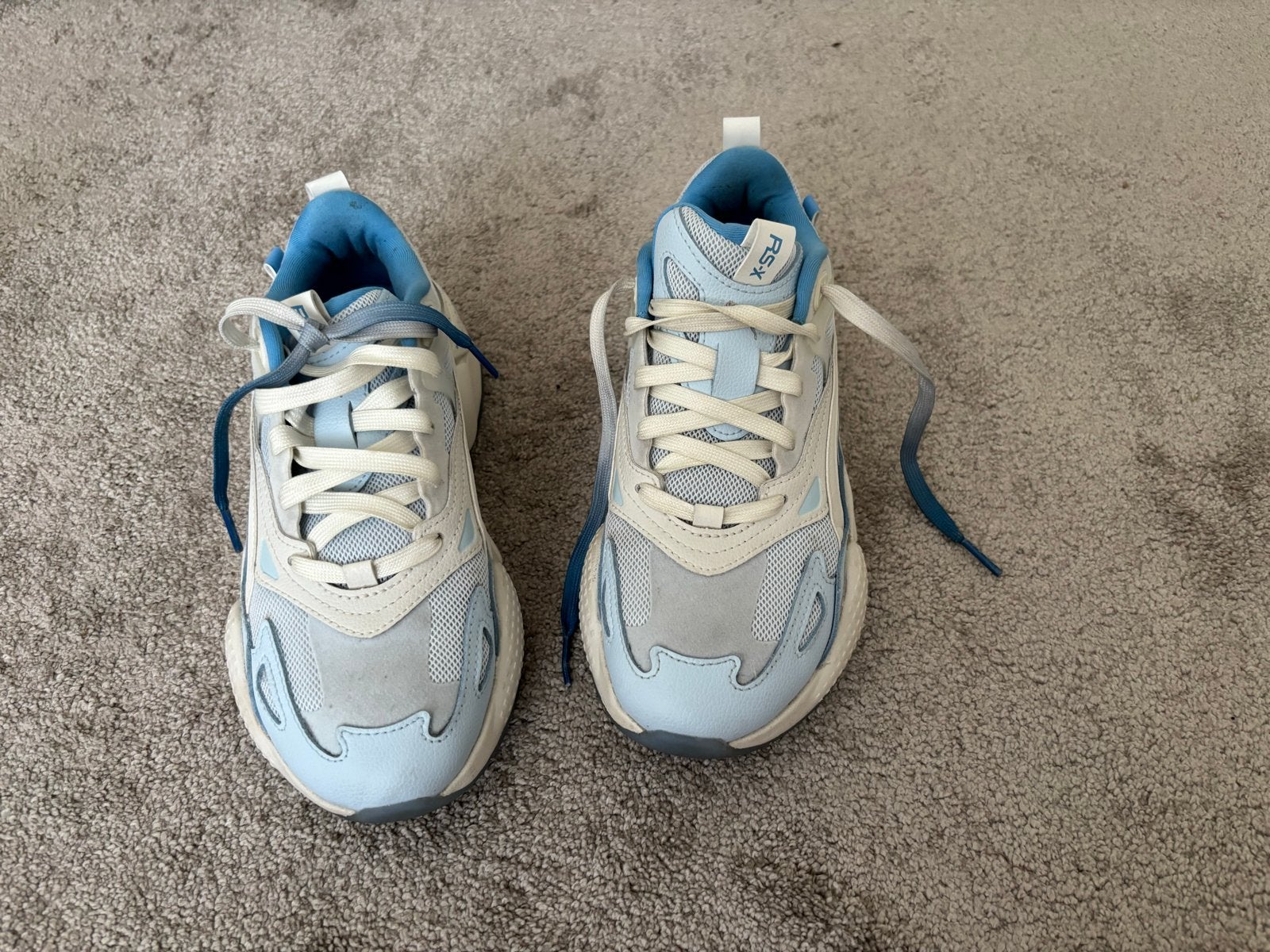 Puma RS-X sneakers, lichtblauw, maat 37.5, zacht voetbed, Ophalen of Verzenden, Zo goed als nieuw, Blauw, Sneakers of Gympen