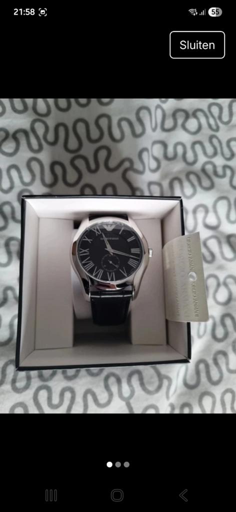 Emporio Armani Herenhorloge - Zwart Leer & Zilver, Ophalen of Verzenden