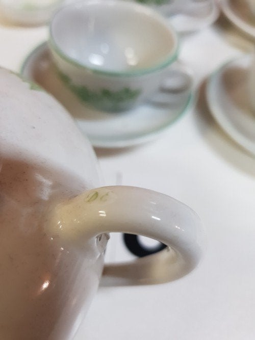 Mini servies nr. 6, met groene decoratie van Douwe Egberts,, Ophalen of Verzenden