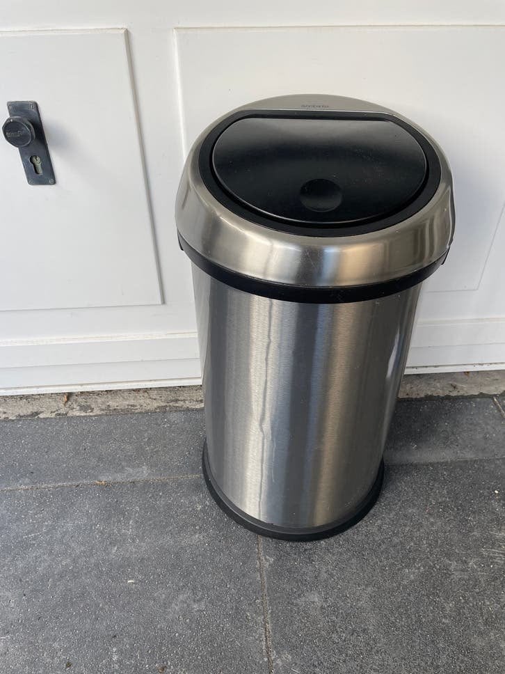 Brabantia prullenbak - RVS met zwarte deksel, Ophalen of Verzenden, Rvs