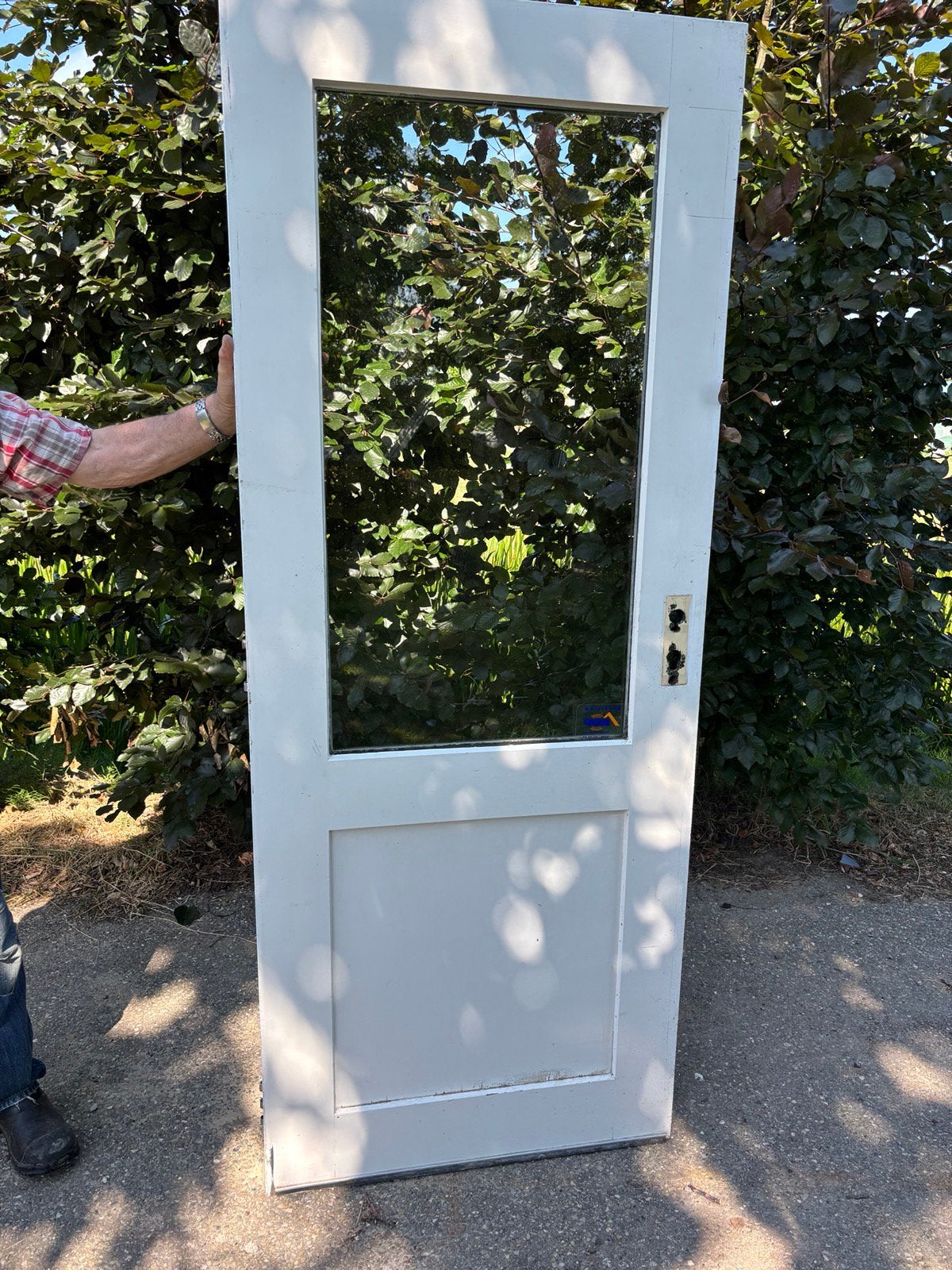 Hard houten deur, Ophalen, 200 tot 215 cm, Glas, Buitendeur