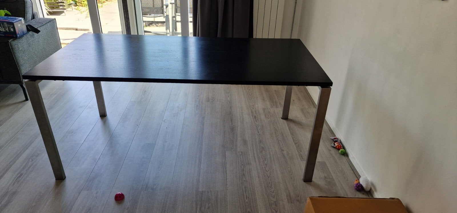 Eettafel zwart met metalen poten - 180x90x75 cm, Gebruikt, 50 tot 100 cm, 150 tot 200 cm, Modern