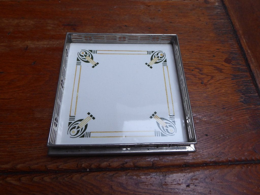 Art nouveau keramiek onderzetter, Chris van der Hoef, Ophalen of Verzenden
