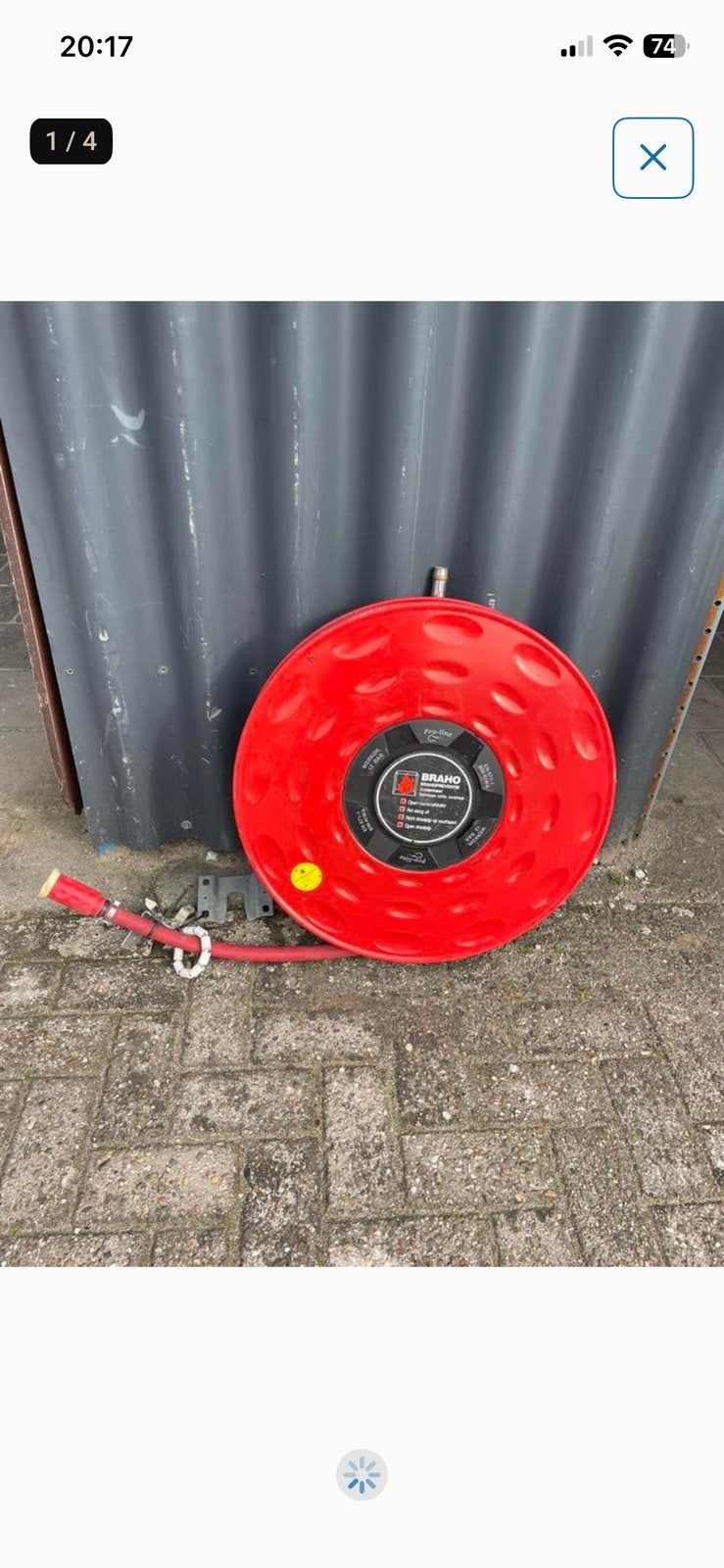 20 mtr Brandslang op haspel., Ophalen, Gebruikt