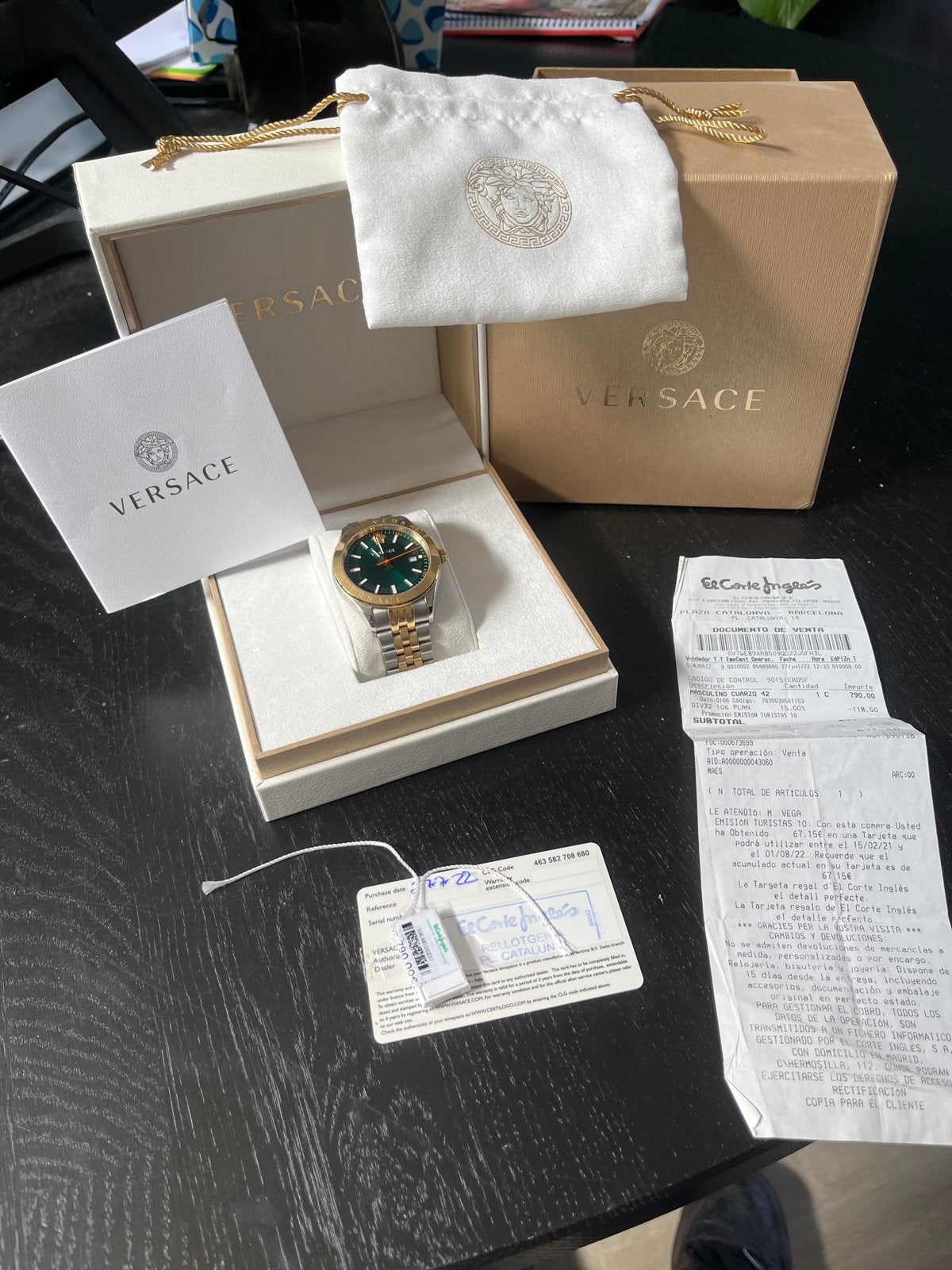 Versace horloge - Nieuw in doos met bon, Overige merken, Staal, Polshorloge, Nieuw