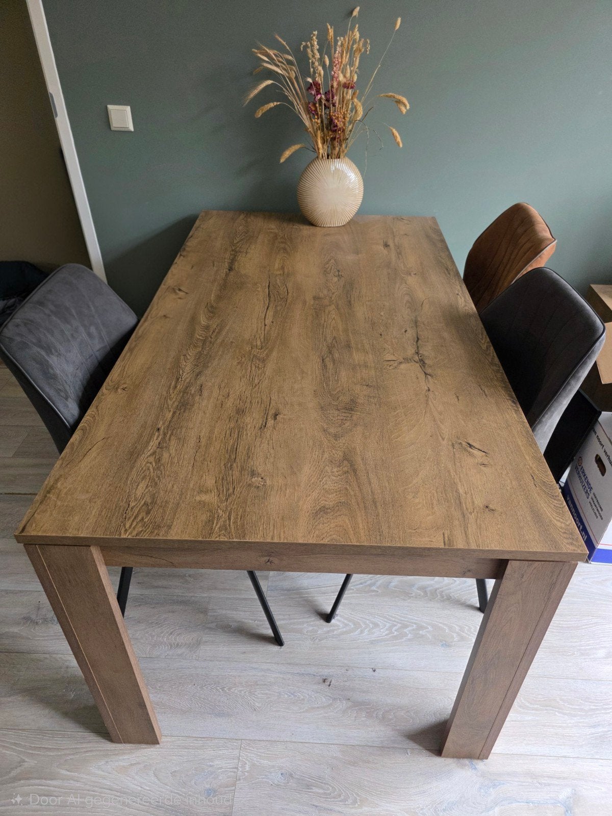 JYSK VEDDE eettafel 160x90 cm – wild donker eiken, Ophalen, Gebruikt, 50 tot 100 cm, 150 tot 200 cm