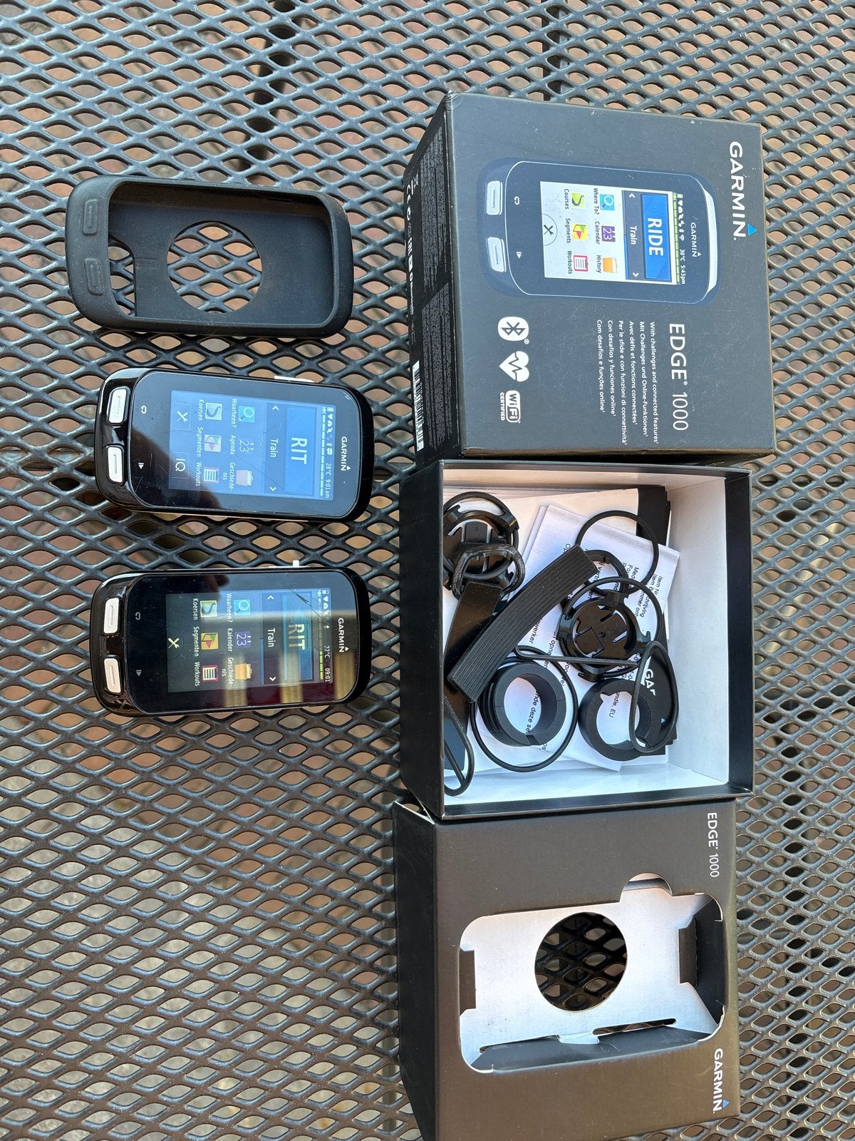2x Garmin Edge 1000 fietscomputer met accessoires, Ophalen of Verzenden, GPS, Gebruikt
