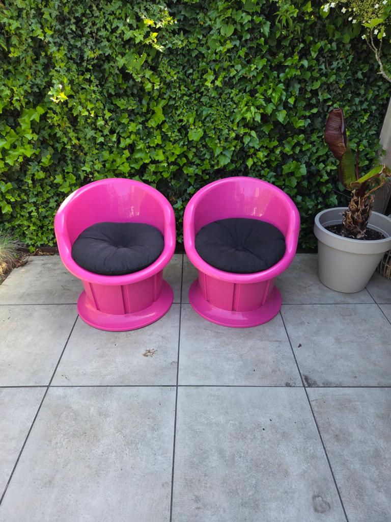 Set van 2 vintage IKEA POPPTORP stoelen / roze, Ophalen of Verzenden, Zo goed als nieuw, Zwart, Twee