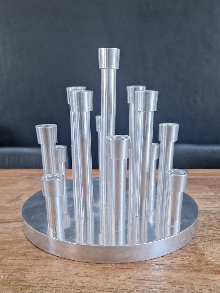 div. vintage aluminium kandelaar lamp plantentafel tafeltjes, Huis en Inrichting, Woonaccessoires | Kandelaars en Kaarsen, Gebruikt