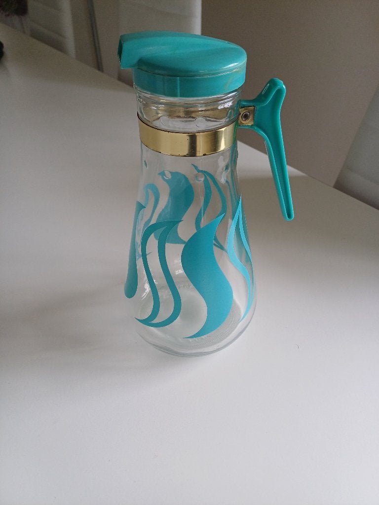 Vintage Funky Retro 1950’s E Z Por Glass Blue Design Carafe, Verzamelen, Retro, Ophalen of Verzenden, Huis en Inrichting