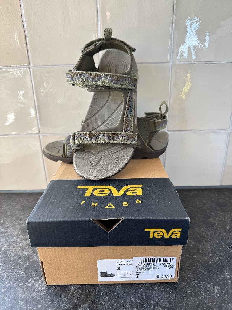 Teva Tanza Sandalen - leger groen maat 35 met schoenendoos, Jongen of Meisje, Overige typen, Zo goed als nieuw, Teva