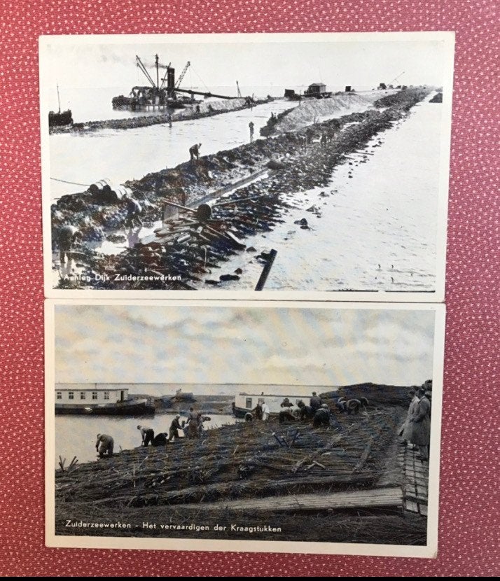 Ansichtkaarten Zuiderzeewerken 2 stuks, Ophalen of Verzenden, 1920 tot 1940, Ongelopen, Noord-Holland