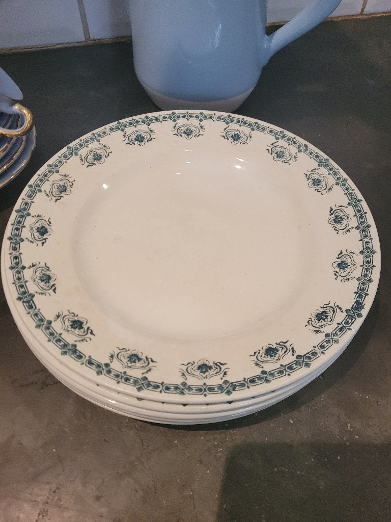 5 antieke St Amand ontbijt bordjes p/st 3.50, Ophalen of Verzenden