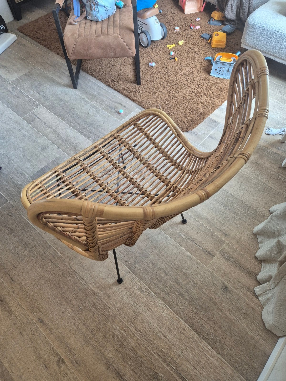 Rotan stoel met metalen onderstel, Ophalen, Gebruikt, Overige kleuren, Bohemian, Modern