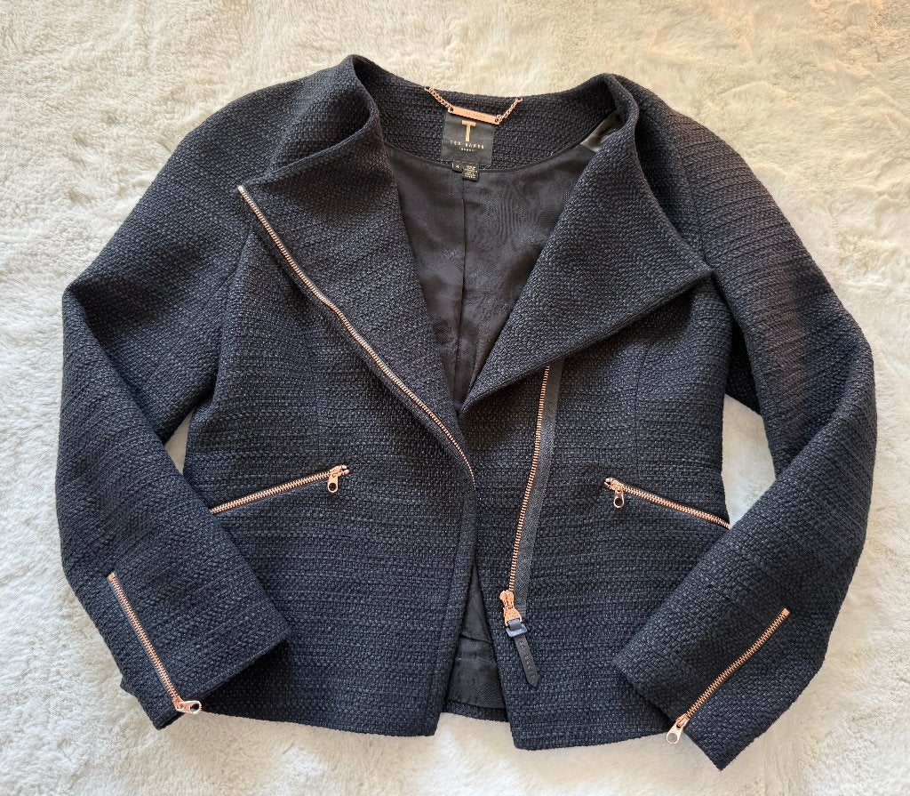 Ted Baker moto blazer, Maat 42/44 (L), Jasje, Ted Baker, Gedragen