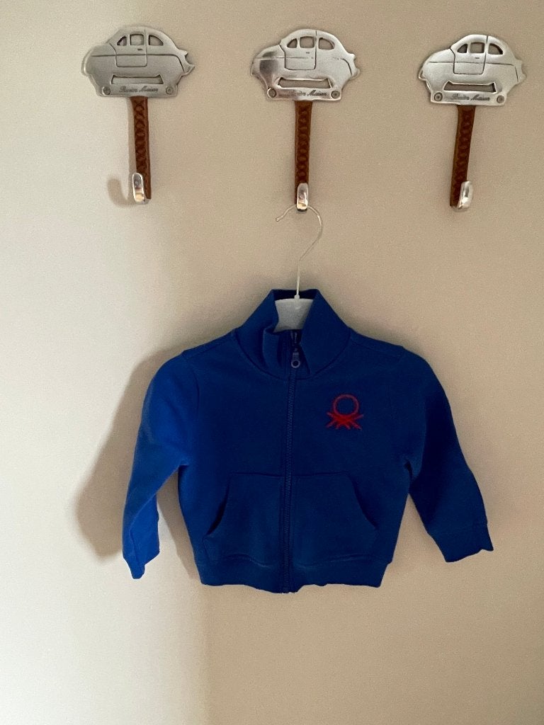 Vest blauw Benetton maat 86, Ophalen, Truitje of Vestje, Zo goed als nieuw, Benetton