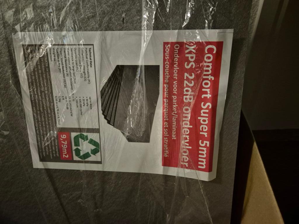 Comfort Super 5mm XPS 22dB ondervloer +- 18m2, Overige materialen, 30 cm of meer, 50 tot 150 cm, Overige typen