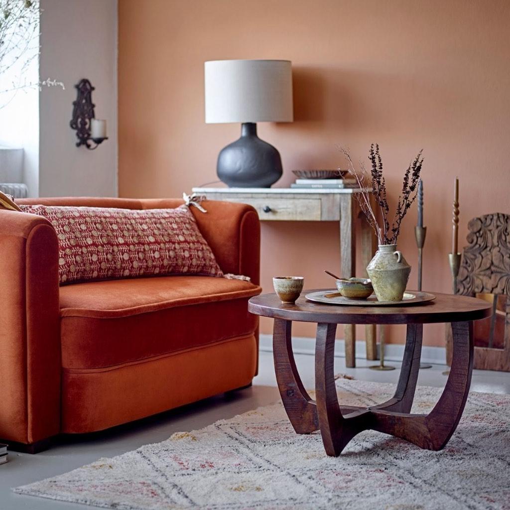 Bloomingville bijzettafel /salontafel Jassy bruin mango hout, 45 tot 60 cm, Minder dan 55 cm, Denemarken, Rond
