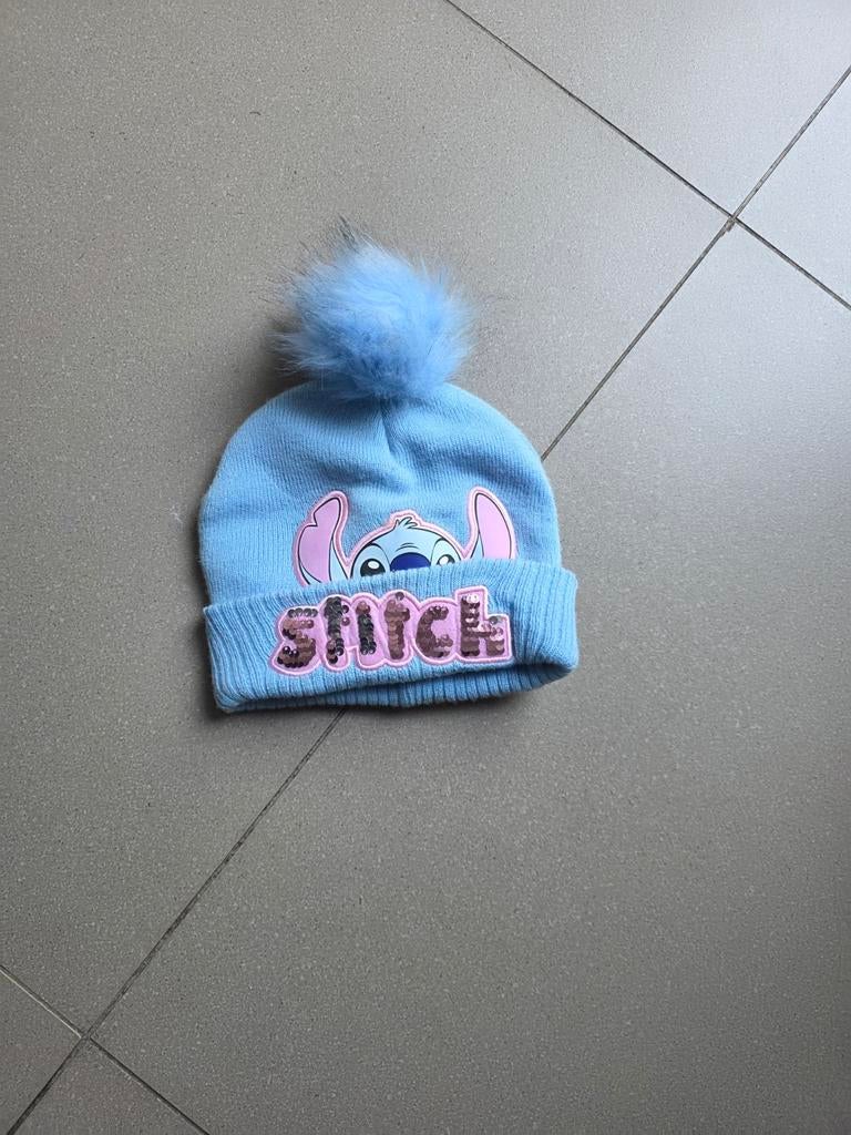 Leuke Stitch Muts met Pompon - Blauw, Ophalen of Verzenden