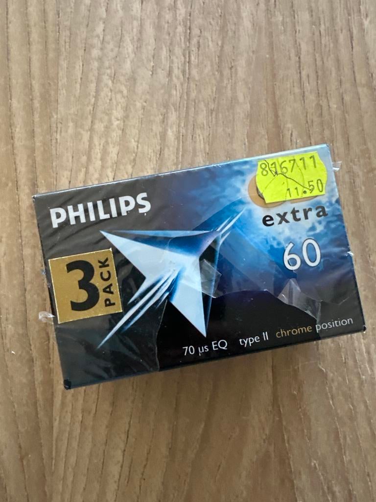 Philips Extra 60 Type II Chrome Cassettebandjes (3-pack), Cd's en Dvd's, Cassettebandjes, Ophalen, Nieuw in verpakking, 2 t/m 25 bandjes