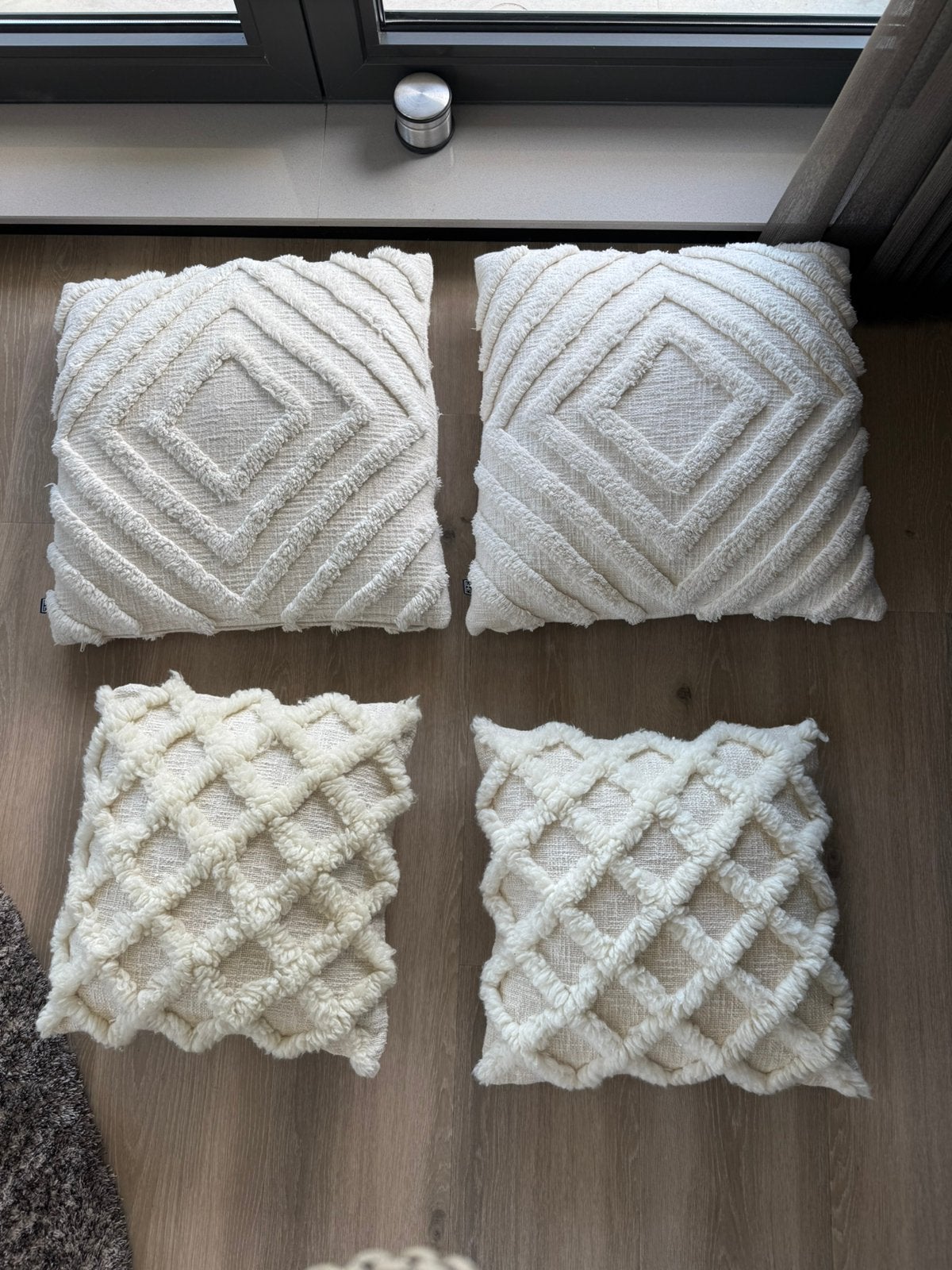 4x eichholtz kussens creme beige, Ophalen, Overige merken, Beige, Vierkant