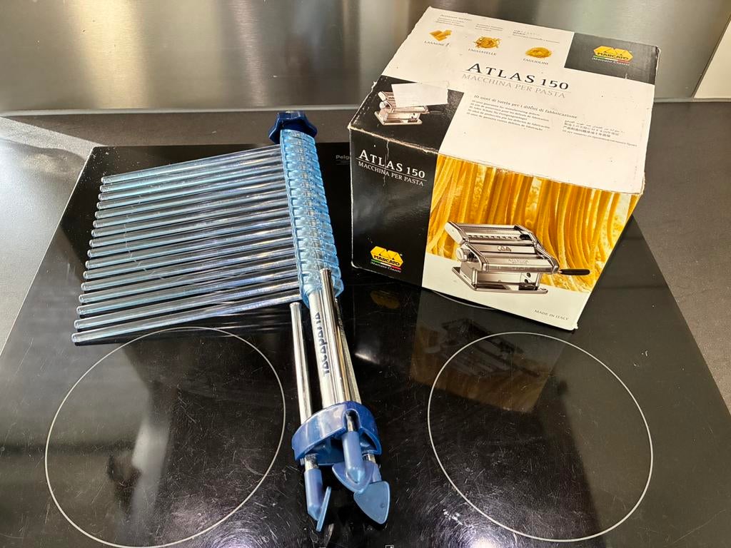 Marcato pasta machine en Tacapasta droogrek, Zilver, Ophalen of Verzenden, Zo goed als nieuw, Metaal