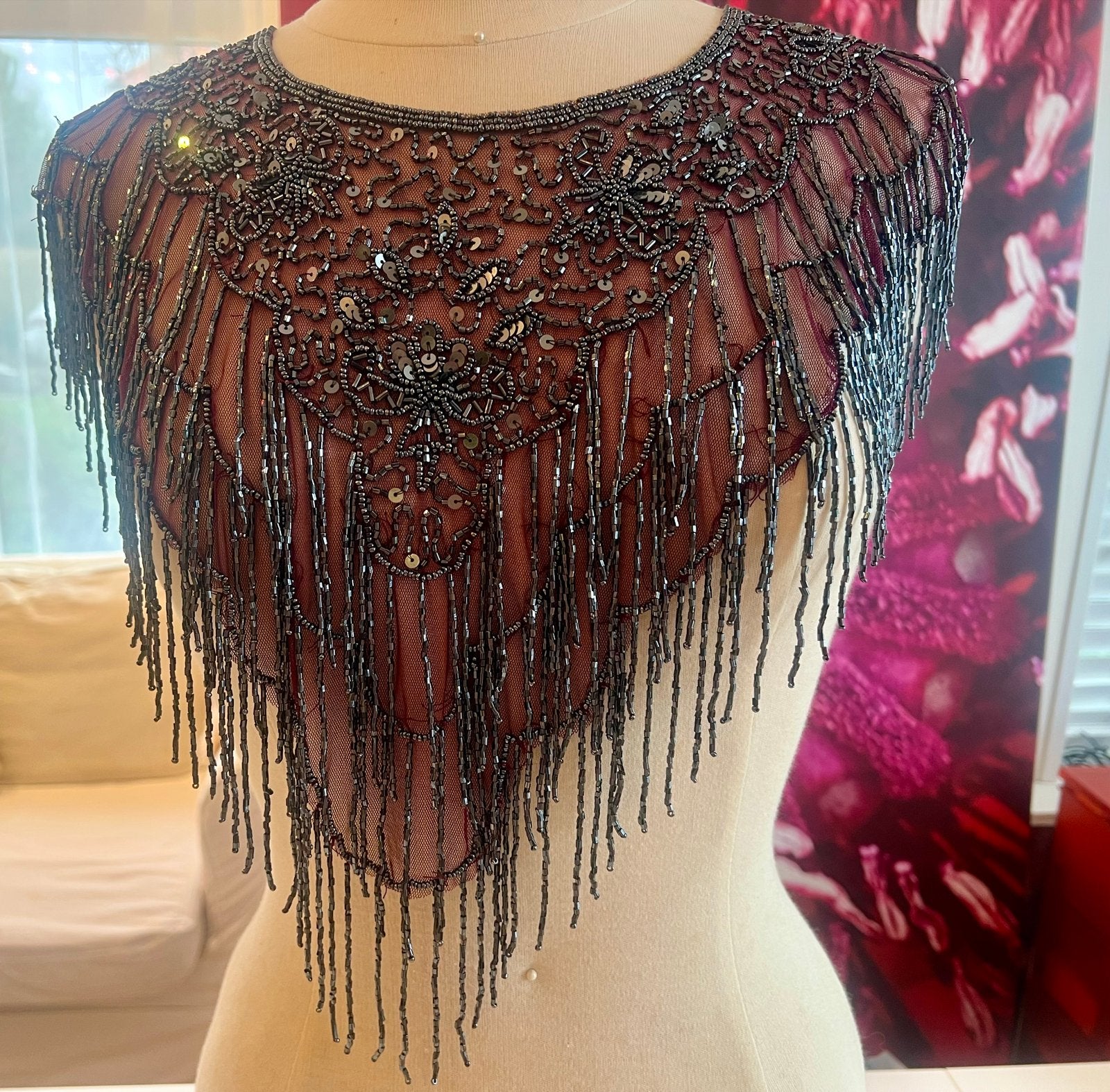 Kraag van elegante kralen en pailletten capelet, Ophalen of Verzenden, Zo goed als nieuw