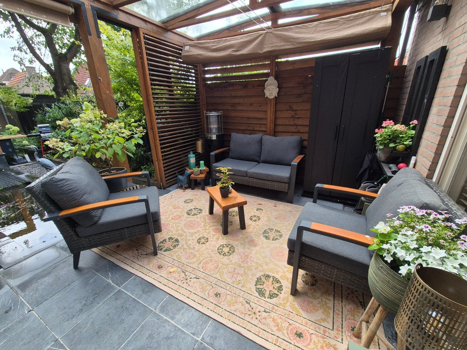 Loungeset  tweezitsbank en 2 fauteuils, Ophalen, 4 zitplaatsen, Loungeset, Wicker