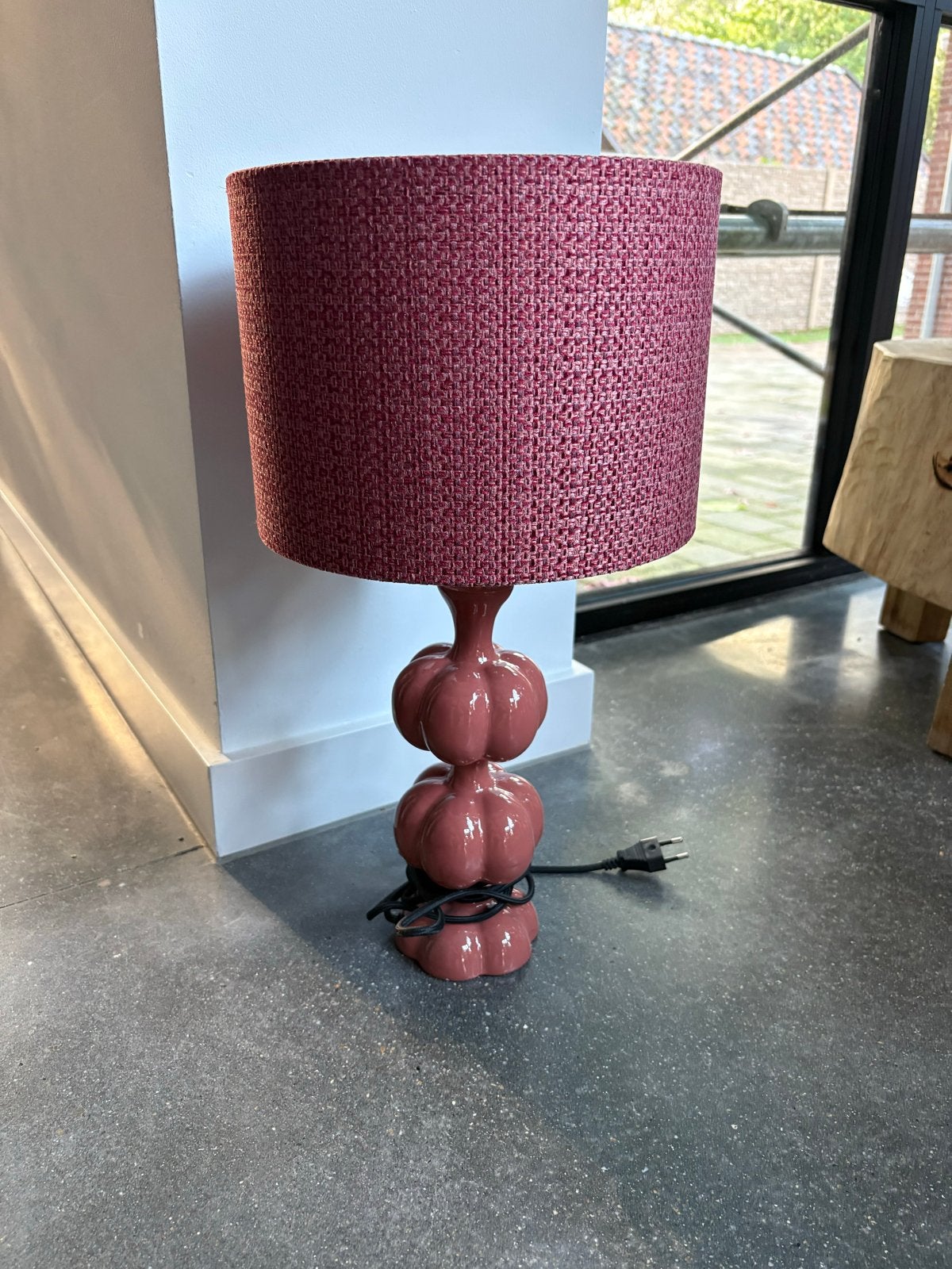 Leuke terracotta/oud roze tafellamp - Eyecatcher!, Ophalen, Keramiek, Zo goed als nieuw, Met kap