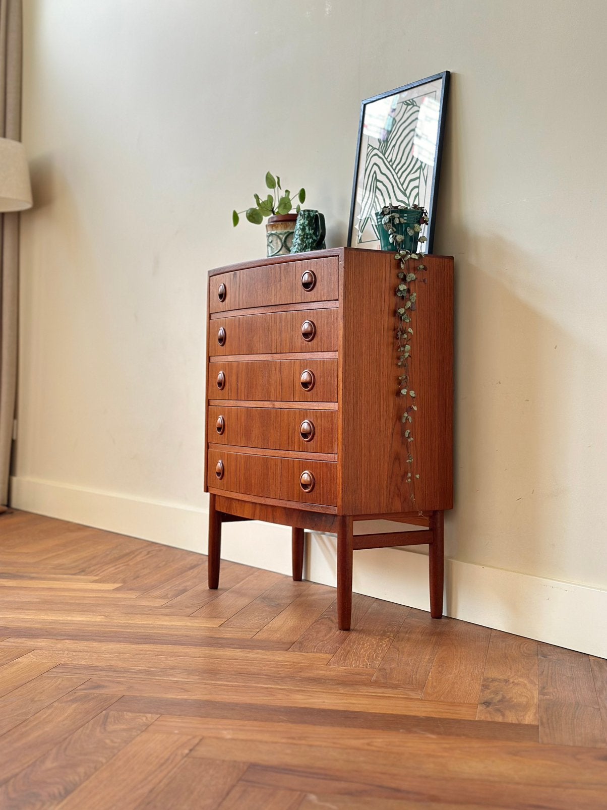 Vintage Design ladekast Kai Kristiansen hout jaren 50/60/70, Ophalen, Gebruikt, 5 laden of meer, Teakhout