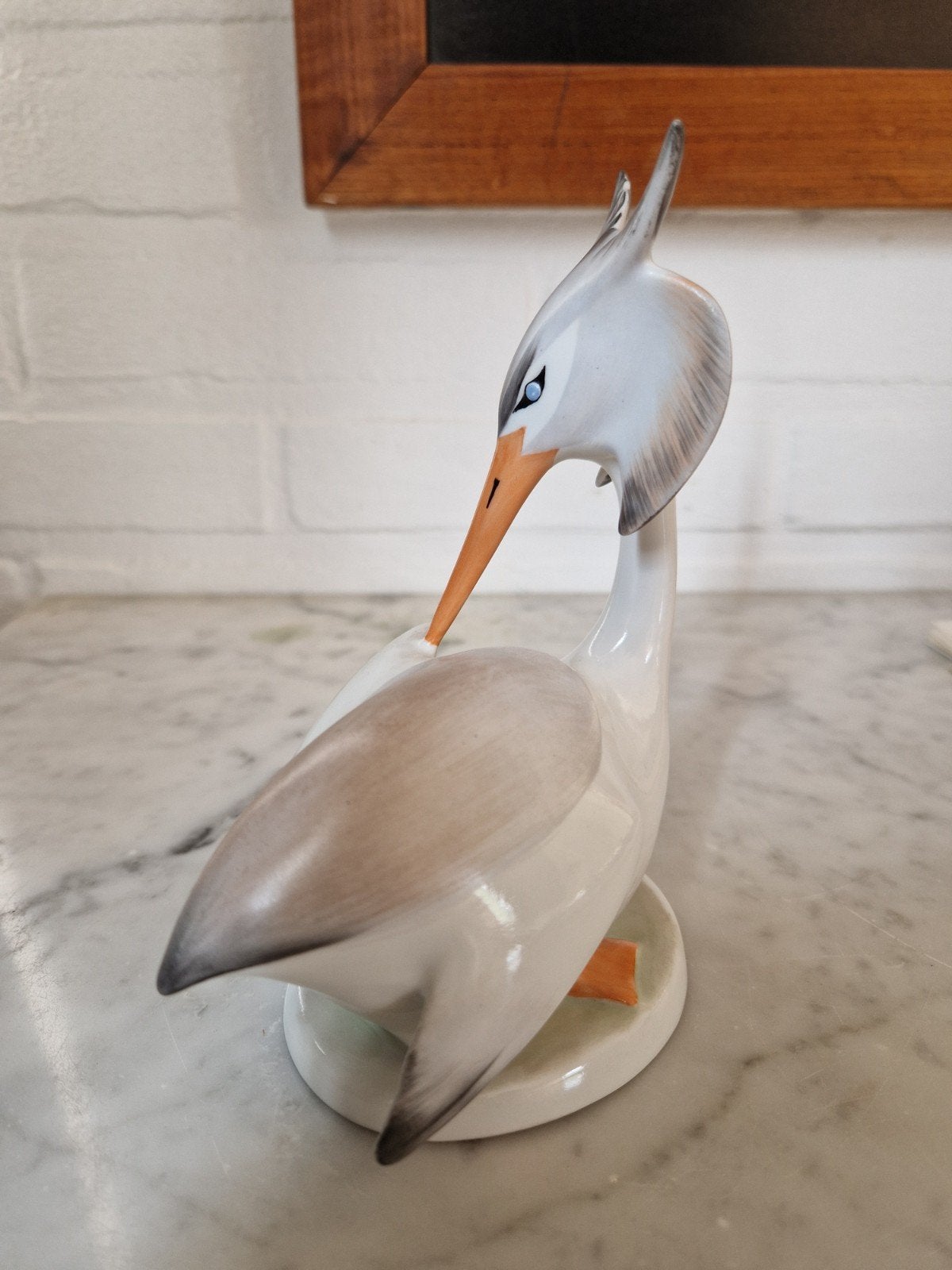 Vintage Aquincum Hongaarse porseleinen reiger beeldje, Ophalen of Verzenden