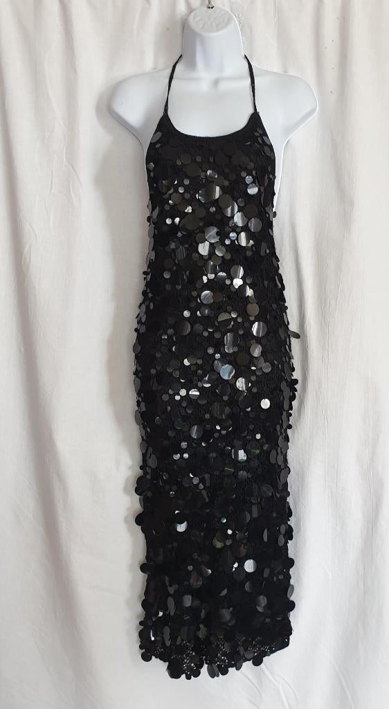 Gave zwarte jurk met grote paillettes mt 40 merk Nicowa, Maat 38/40 (M), ., Zwart, Ophalen of Verzenden