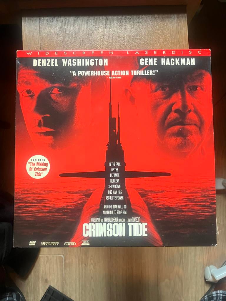 Laserdisc Crimson Tide - Actie/Thriller met Denzel Washingto, Cd's en Dvd's, Dvd's | Overige Dvd's, Gebruikt, Vanaf 12 jaar, Ophalen of Verzenden