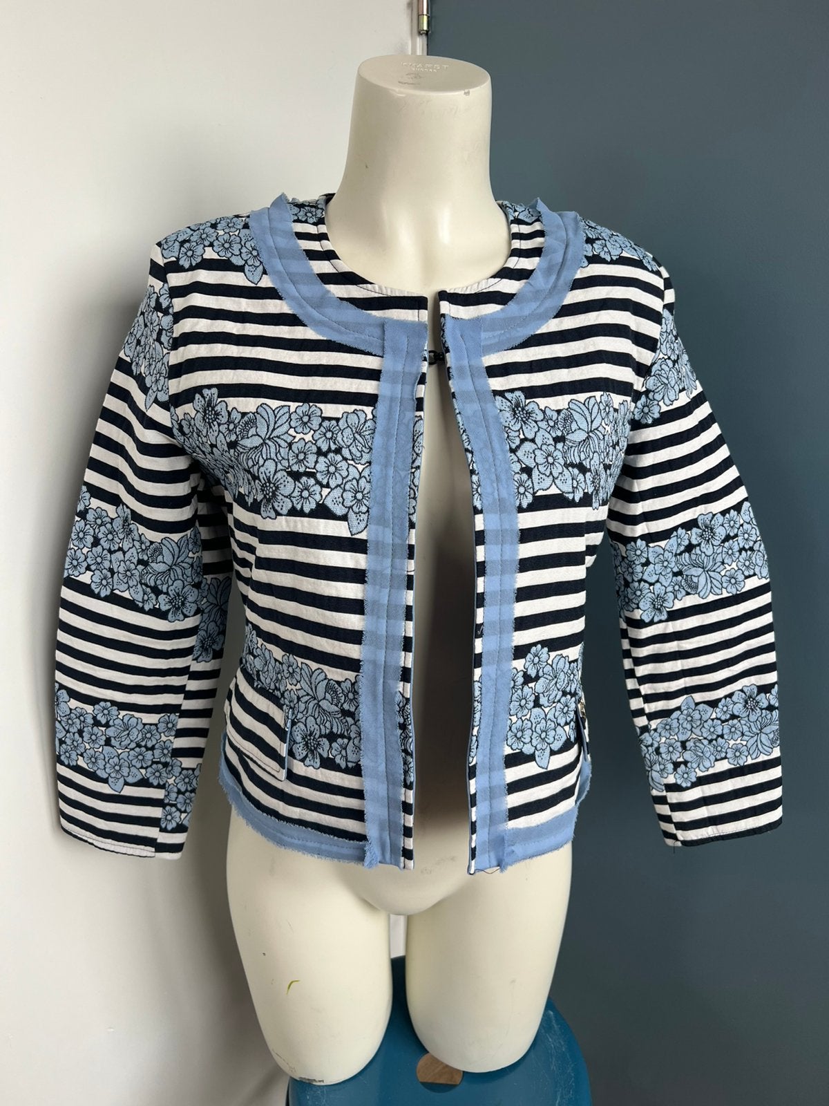 Rinascemento chic couture blauw gestreept jasje 36/38 blazer, Maat 38/40 (M), Blauw, Ophalen of Verzenden, Zo goed als nieuw