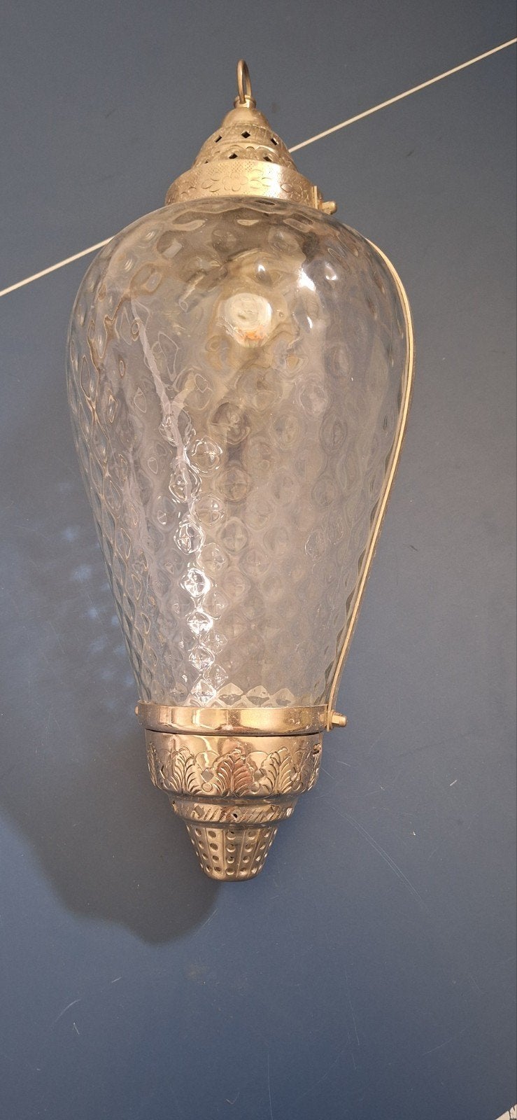 vintage glazen hanglamp, Ophalen, Ananas-/druppellamp, E27 (groot), Zo goed als nieuw