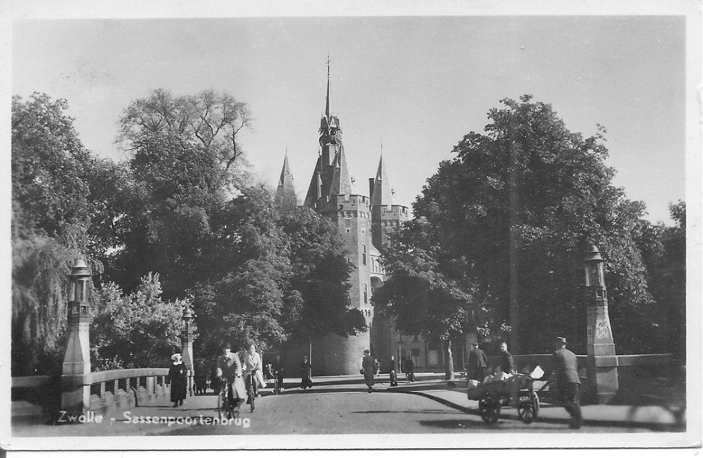 Oude Ansichtkaart Zwolle - Sassenpoortenbrug (1947), Ophalen of Verzenden, 1940 tot 1960, Gelopen, Overijssel