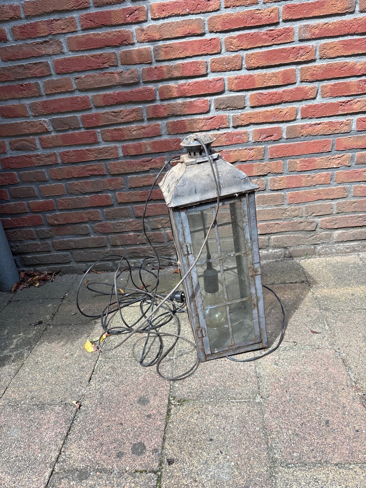 Vintage metal lantaarn met bedrading, Ophalen