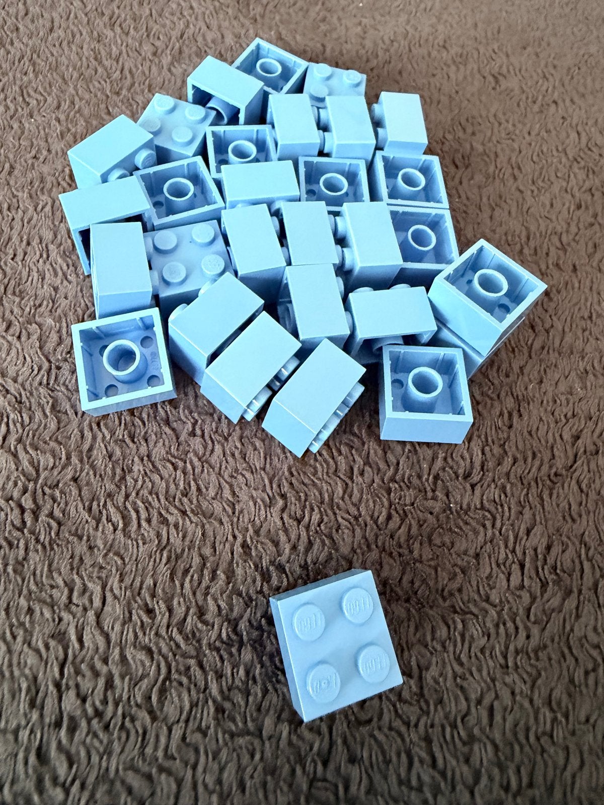 Lego 2x2 bouwstenen - 30 stuks, licht blauw, Ophalen of Verzenden, Gebruikt, Losse stenen, Lego
