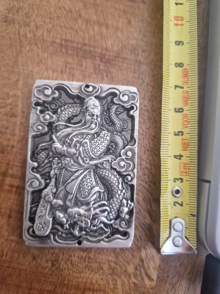 Oud (Chinees) zilveren plaatje met afbeelding., Ophalen of Verzenden
