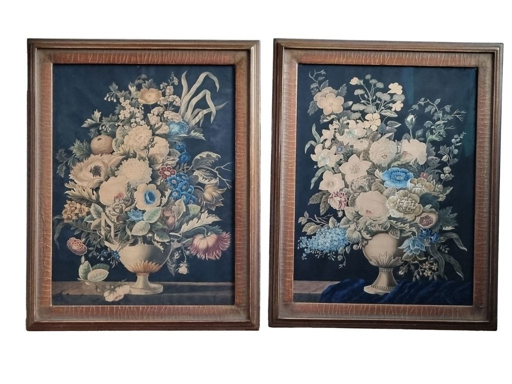Paar neoclassicistische bloemstillevens - F.M. de Spaen, Nederlandse school, Aquarel, Gedateerd, Papier