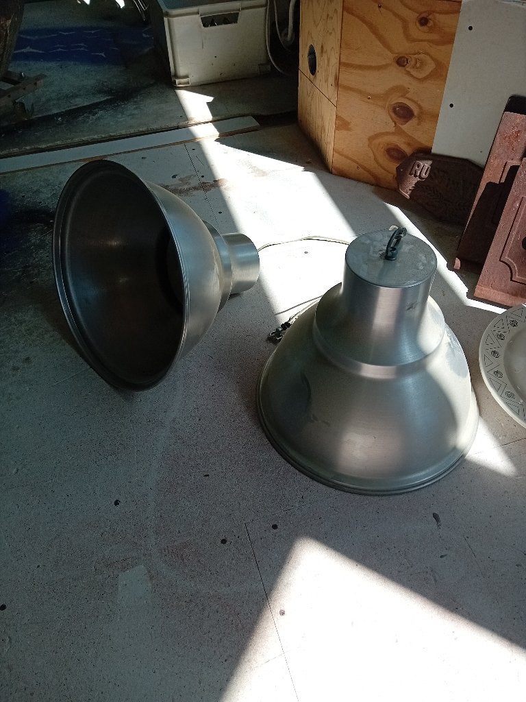 2x industriële lamp, aluminium, Huis en Inrichting, Lampen | Hanglampen, Ophalen