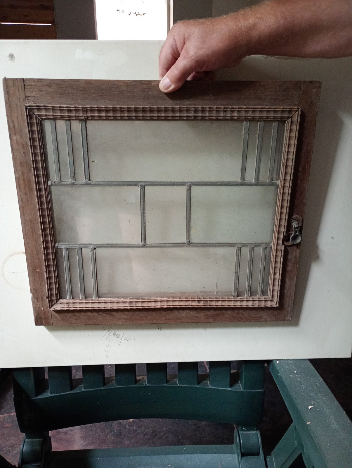 Antiek kastdeurtje met glas in lood - 38,5x44 cm, Antiek en Kunst, Antiek | Meubels | Kasten, Ophalen