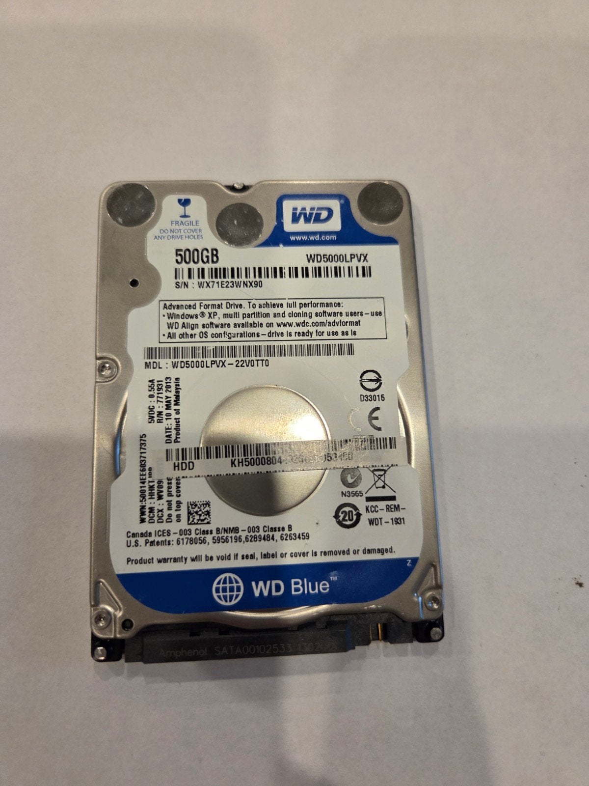 WD 500GB HDD - 3396 uur gebruikt, Computers en Software, Harde schijven, Ophalen of Verzenden