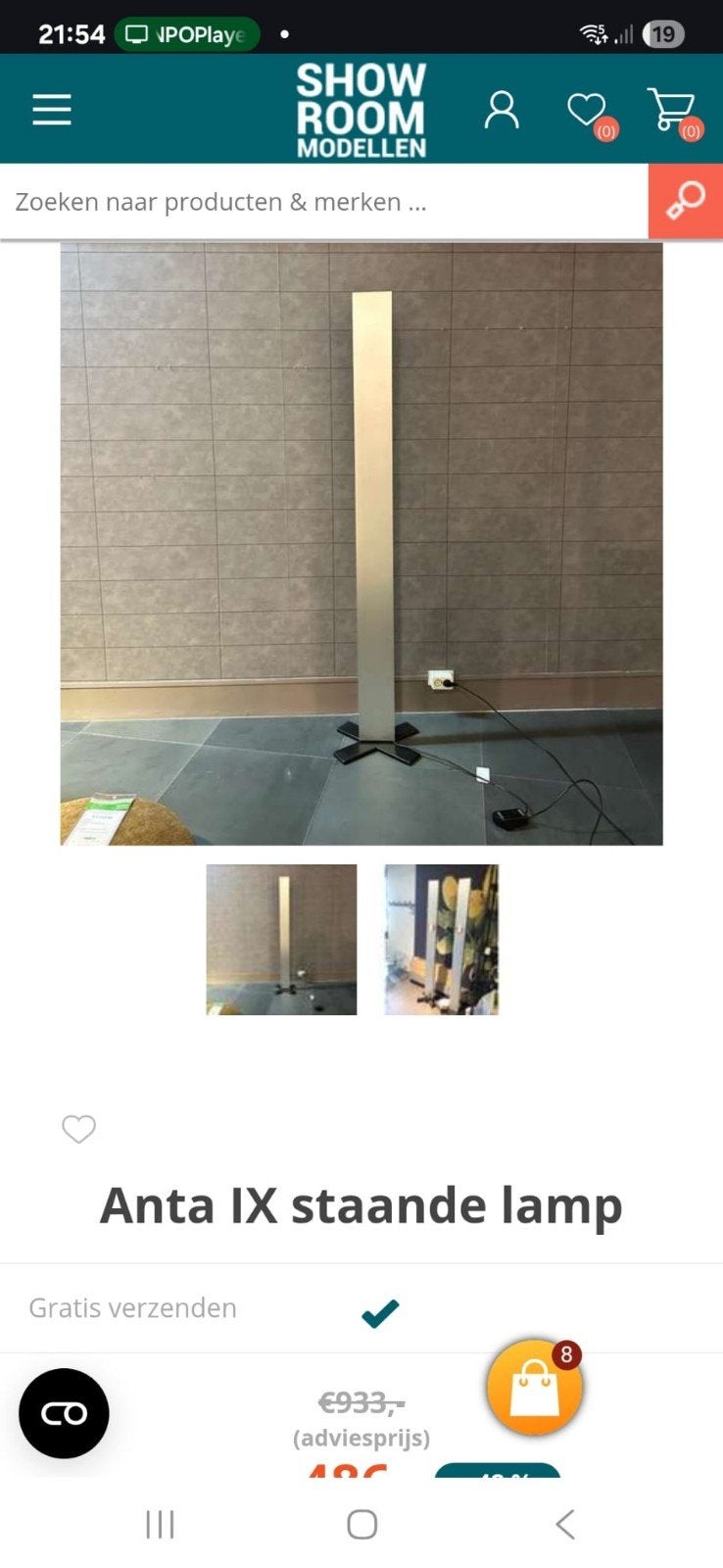 Anta IX Vloerlamp - Strak design, warm karakter, Gebruikt, Ophalen of Verzenden, 150 tot 200 cm, Modern, minimalistisch