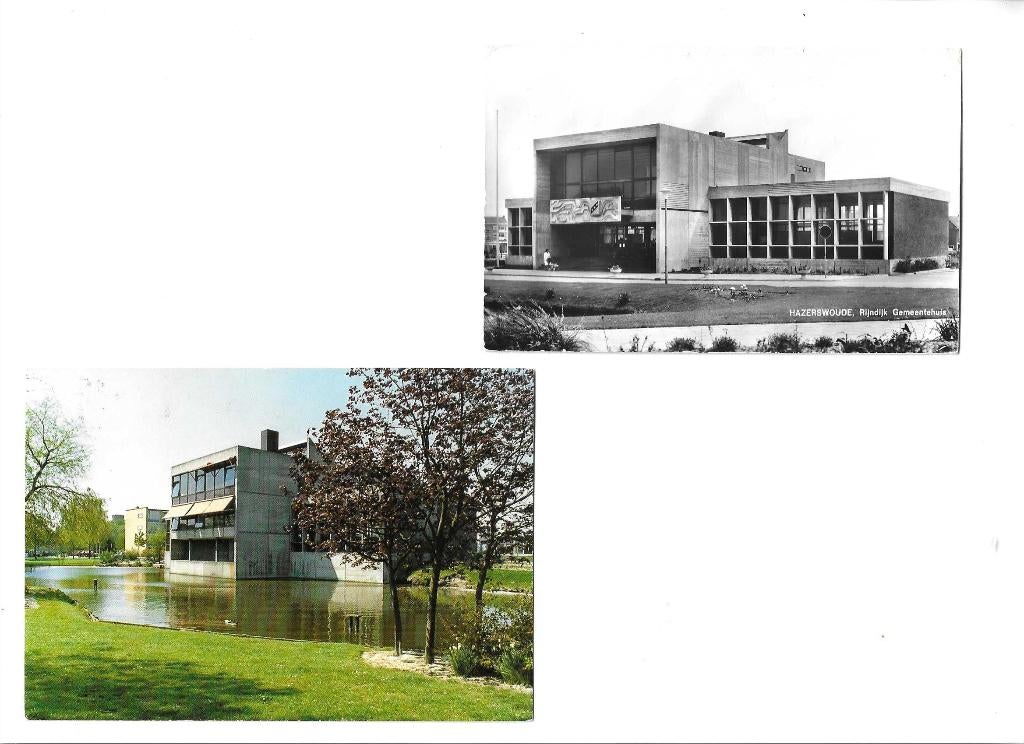 hazerswoude  gem.huis  voor en achterkant  gebouwd 1963, Verzamelen, Verzenden, 1960 tot 1980, Gelopen, Stad of Dorp
